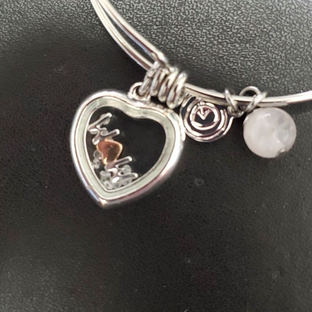 Love This Life brand silver tone Mom charm bangle bracelet 7.25"